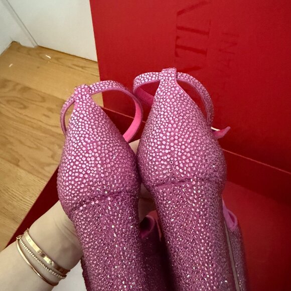 NWT Valentino Garavani Ankle Strap Platform Pumps Crystal-embellished Pink 39.5 - Picture 13 of 15